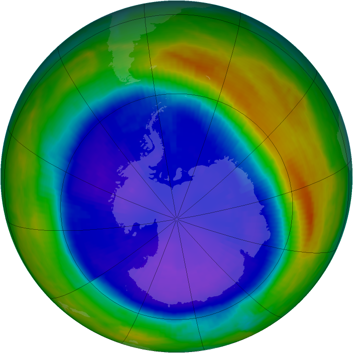 Antarctic ozone map for 05 September 2000